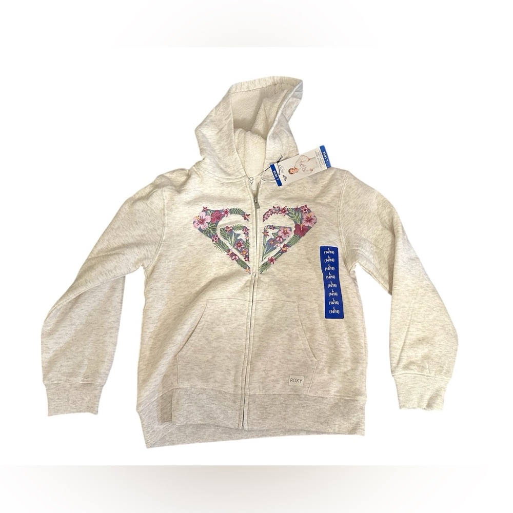 Roxy Kids' Cream Color Hoodie with Heart Design